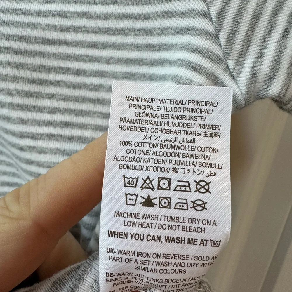 Baby Boden Gray and White Striped Onesie (Size 0-3 Months)